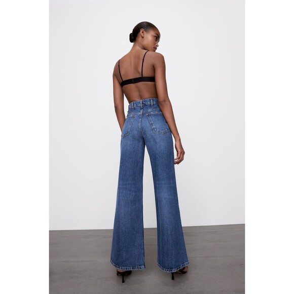 Denim Zara High-Rise Slim Fit Wide Leg Jeans (NWT) - Picture 3 of 9